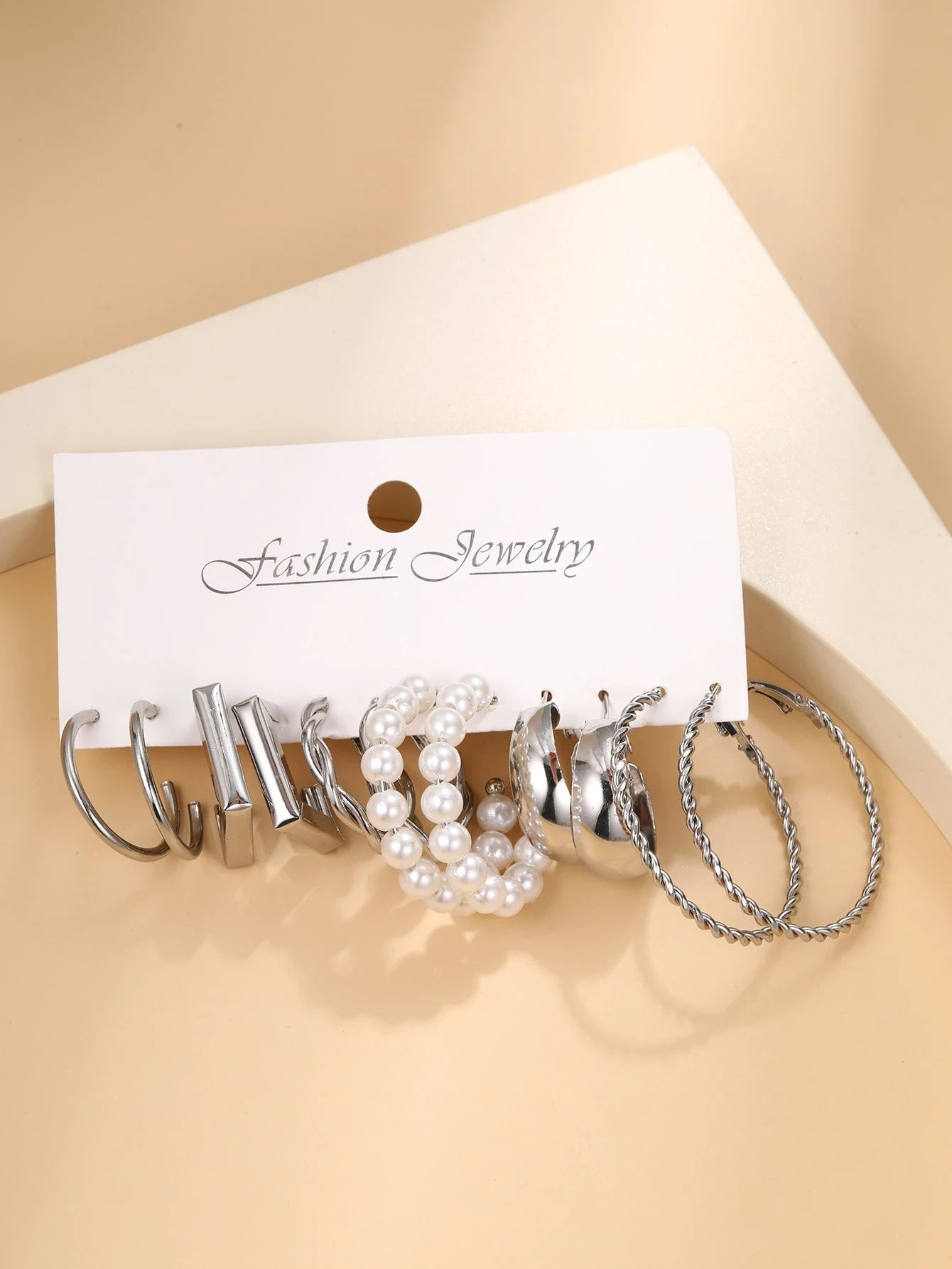  | SHEIN 6pairs Faux Pearl Decor Twist Design Hoop Earrings | Earrings | Shein | OneHub