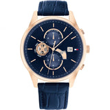 Tommy Hilfiger Weston Blue Leather Strap Blue Dial Chronograph Quartz Watch for Men - 1710503