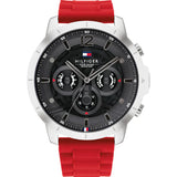Tommy Hilfiger Luce Red Silicone Strap Black Dial Chronograph Quartz Watch for Men - 1710490