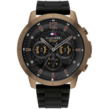 Tommy Hilfiger Luce Black Silicone Strap Black Dial Chronograph Quartz Watch for Men - 1710491