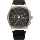 Tommy Hilfiger Connor Black Silicone Strap Black Dial Chronograph Quartz Watch for Men - 1791931
