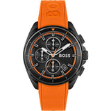 HUGO BOSS Volane Orange Silicone Strap Black Dial Chronograph Quartz Watch for Men - 1513957