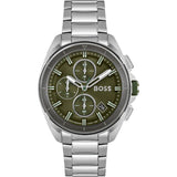 HUGO BOSS Volane Silver Stainless Steel Green Dial Chronograph Quartz Watch for Men - 1513951