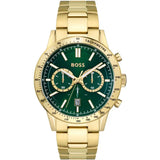 HUGO BOSS Allure Gold Stainless Steel Green Dial Chronograph Quartz Watch for Men - 1513923