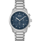 HUGO BOSS Trace Silver Stainless Steel Blue Dial Chronograph Quartz Watch for Men - 1514007