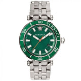 Versace Greca Sport Silver Stainless Steel Green Dial Quartz Watch for Men - VEZ300421