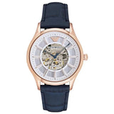 Emporio Armani Meccanico Black Leather Strap Skeleton Dial Automatic Watch for Men - AR1947