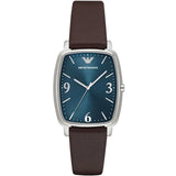 Emporio Armani Retro Brown Leather Strap Blue Dial Quartz Watch for Men - AR2491