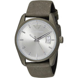 Emporio Armani Sportivo Brown Leather Strap Silver Dial Quartz Watch for Men - AR6079