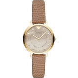 Emporio Armani Kappa Brown Leather Strap Mother Of Pearl Dial Quartz Watch for Women - AR11151
