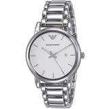 Emporio Armani Classic Silver Stainless Steel White Dial Quartz Watch for Men - AR1854