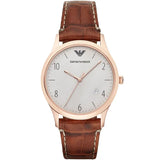 Emporio Armani Classic Brown Leather Strap Grey Dial Quartz Watch for Men - AR1866