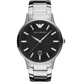 Emporio Armani Renato Silver Stainless Steel Black Dial Quartz Watch for Men - AR2457