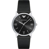Emporio Armani Kappa Black Leather Strap Black Dial Quartz Watch for Men - AR11013