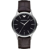 Emporio Armani Renato Brown Leather Strap Black Dial Quartz Watch for Men - AR11187