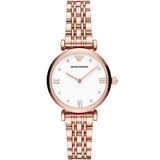 Emporio Armani Gianni T-Bar Rose Gold Stainless Steel White Dial Quartz Watch for Women - AR11267