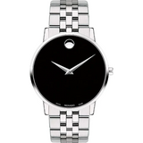 Movado Museum Classic Silver Stainless Steel Black Dial Quartz Watch for Men - 607199