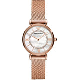 Emporio Armani Gianni T-Bar Rose Gold Mesh Bracelet Mother Of Pearl Dial Quartz Watch for Women - AR11320