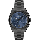 Emporio Armani Federico Black Stainless Steel Blue Dial Chronograph Quartz Watch for Men - AR11561