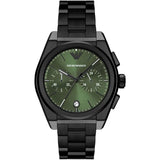 Emporio Armani Federico Black Stainless Steel Green Dial Chronograph Quartz Watch for Men - AR11562