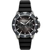 Emporio Armani Diver Black Silicone Strap Multicolor Dial Chronograph Quartz Watch for Men - AR11515