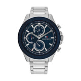 Tommy Hilfiger Clark Silver Stainless Steel Blue Dial Chronograph Quartz Watch for Men - 1792080