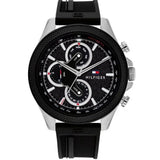 Tommy Hilfiger Clark Black Silicone Strap Black Dial Chronograph Quartz Watch for Men - 1792082