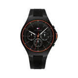 Tommy Hilfiger Justin Black Silicone Strap Black Dial Chronograph Quartz Watch for Men - 1792056