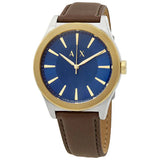 Armani Exchange Nico Brown Leather Strap Blue Dial Quartz Watch for Men - AX2334