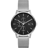 Armani Exchange Cayde Silver Mesh Bracelet Black Dial Quartz Watch for Men - AX2714