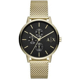 Armani Exchange Cayde Gold Mesh Bracelet Black Dial Quartz Watch for Men - AX2715