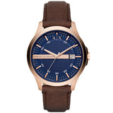 Armani Exchange Brown Leather Strap Blue Dial Quartz Watch for Men - AX2172