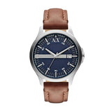 Armani Exchange Brown Leather Strap Blue Dial Quartz Watch for Men - AX2133