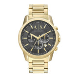 Armani Exchange Gold Stainless Steel Black Dial Chronograph Quartz Watch for Men - AX1721
