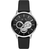 Armani Exchange Black Leather Strap Black Dial Quartz Watch for Men - AX2745