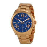 Fossil Cecile Gold Stainless Steel Blue Dial Quartz Watch for Women - AM4566