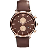 EMPORIO ARMANI Gianni Brown Leather Brown Dial Quartz Watch for Men- EMPORIO ARMANI AR-0387