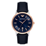 EMPORIO ARMANI Renato Blue Dial Blue Leather Strap Watch For Men - AR11188