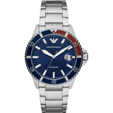 EMPORIO ARMANI Diver Silver Stainless Steel Blue Dial Quartz Watch for Men- EMPORIO ARMANI AR 11339