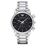 EMPORIO ARMANI Classic Black Dial Silver Stainless Steel Chronograph Watch For Men - AR1894