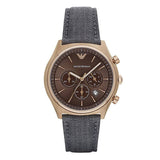 EMPORIO ARMANI Brown Dial Grey Leather Strap Chronograph Watch For Men - AR1976
