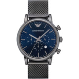 EMPORIO ARMANI Blue Dial Black Mesh Bracelet Chronograph Watch For Men - AR1979