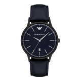 Emporio Armani Renato Dark Blue Leather Strap Dark Blue Dial Quartz Watch for Men - AR2479