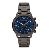 EMPORIO ARMANI Mario Grey Stainless Steel Blue Dial Chronograph Quartz Watch for Men - AR80045