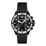 EMPORIO ARMANI Diver Black Stainless Steel Black Dial Chronograph Quartz Watch for Men - AR80050