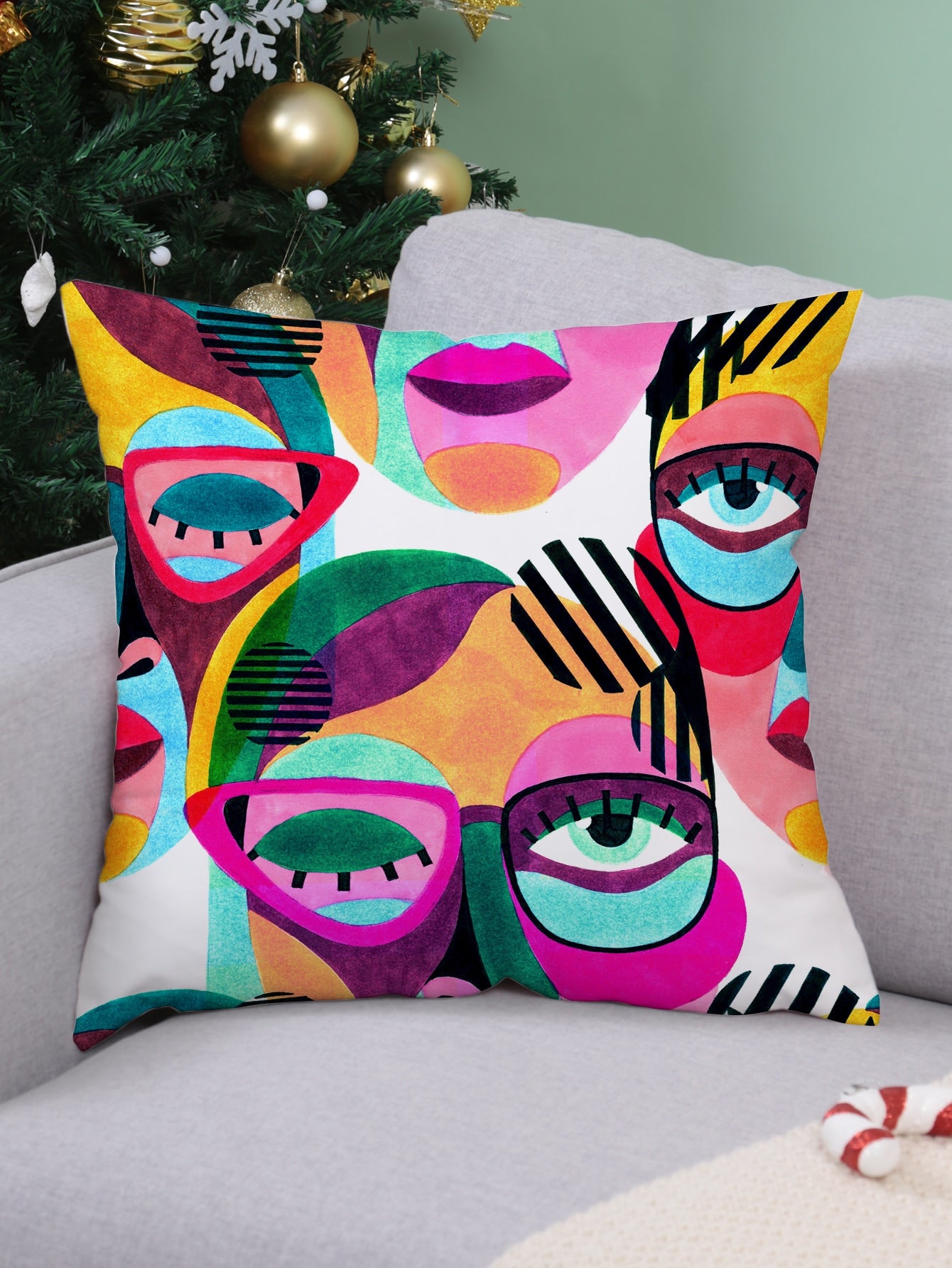  | SHEIN Abstract Figure Graphic Cushion Cover Without Filler, Modern Fabric Decorative Square Cushion Cover For Bed, Sofa | Pillow Cover | Shein | OneHub