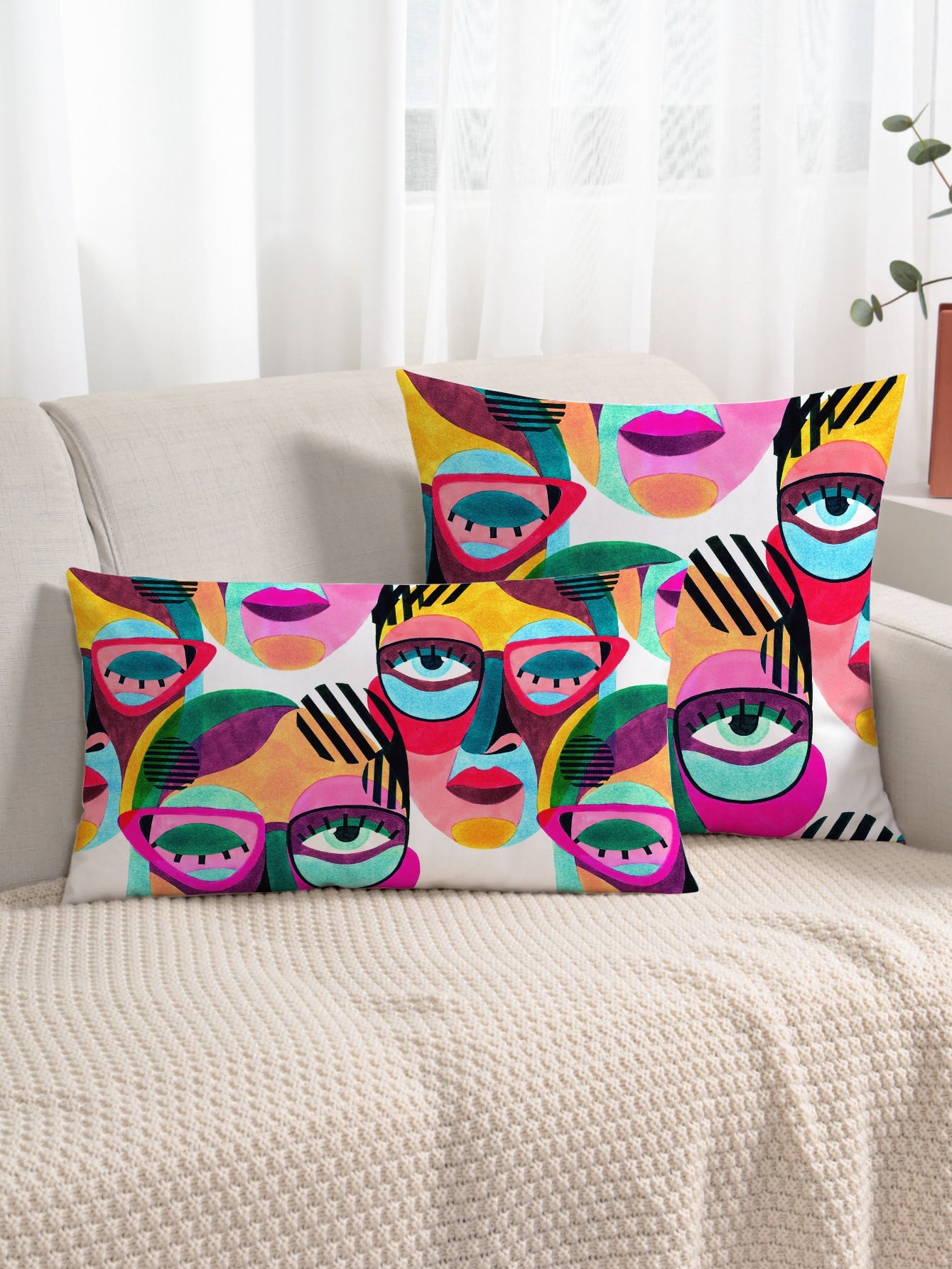  | SHEIN Abstract Figure Graphic Cushion Cover Without Filler, Modern Fabric Decorative Square Cushion Cover For Bed, Sofa | Pillow Cover | Shein | OneHub