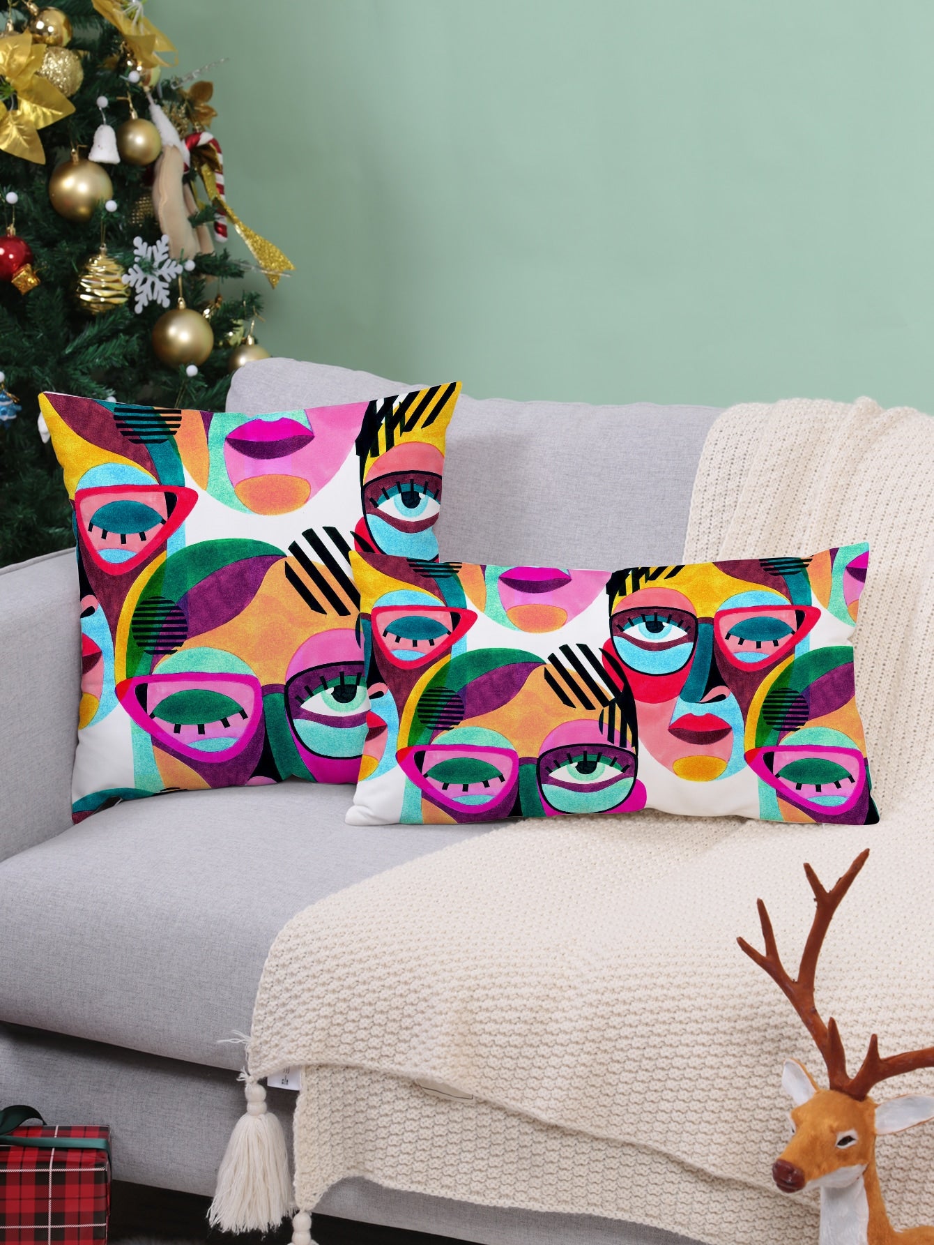  | SHEIN Abstract Figure Graphic Cushion Cover Without Filler, Modern Fabric Decorative Square Cushion Cover For Bed, Sofa | Pillow Cover | Shein | OneHub