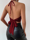  | SHEIN Allurite Summer Sexy Backless Sequin Halter Neck Top For New Year Holiday Party Clothes | Top | Shein | OneHub