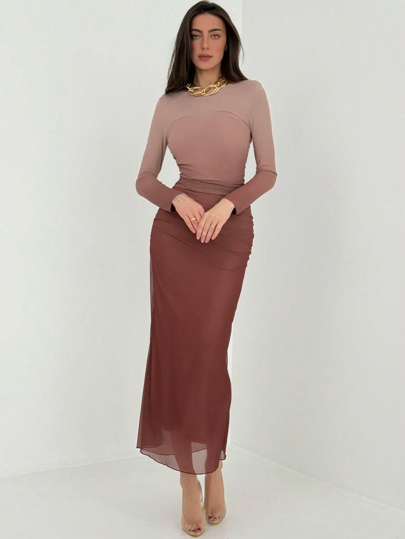  | SHEIN Aloruh American Style Gradient Mesh Strapless Bodycon Dress | Dress | Shein | OneHub